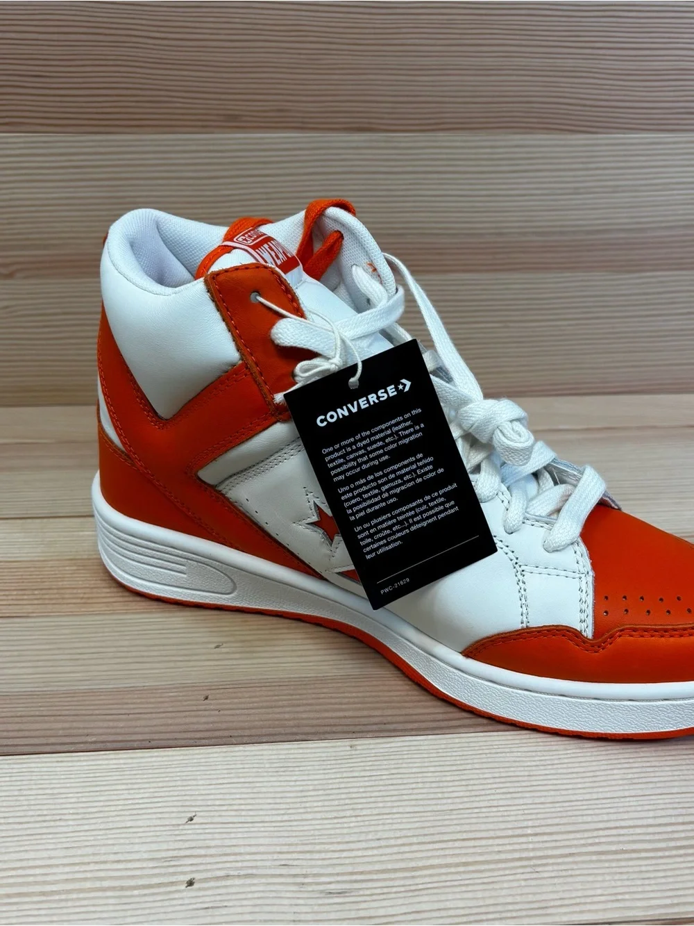 Converse Weapon Mid Men's Size 9 White Orange Leather Syracuse Sneakers  A11956C